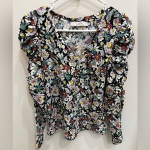 LOFT Floral Puff Sleeve Blouse